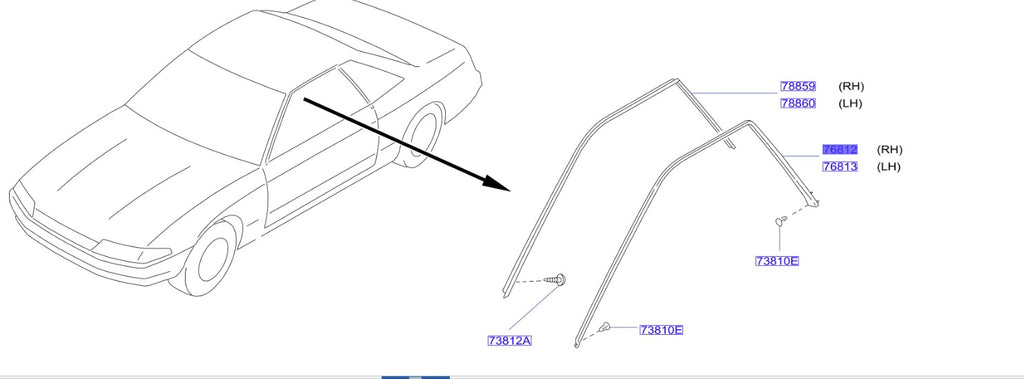 R32 Upper Glass/Door Weatherstrip Kit