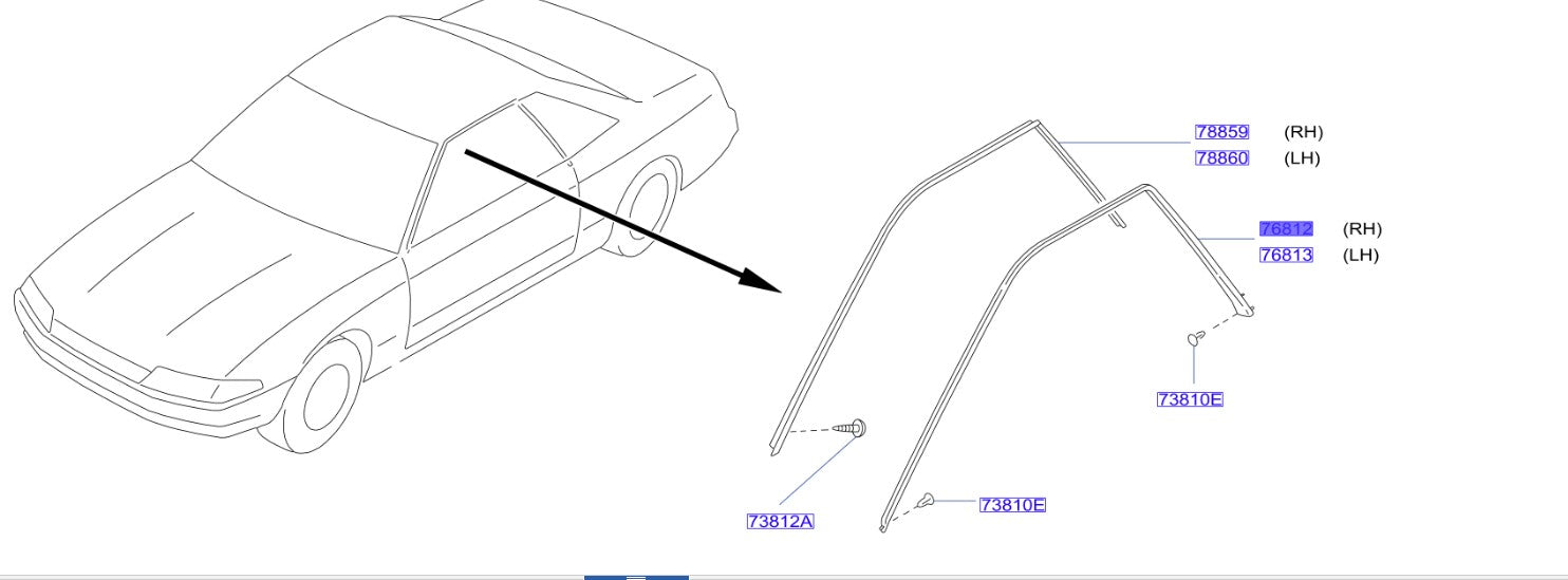 R32 Upper Glass/Door Weatherstrip Kit
