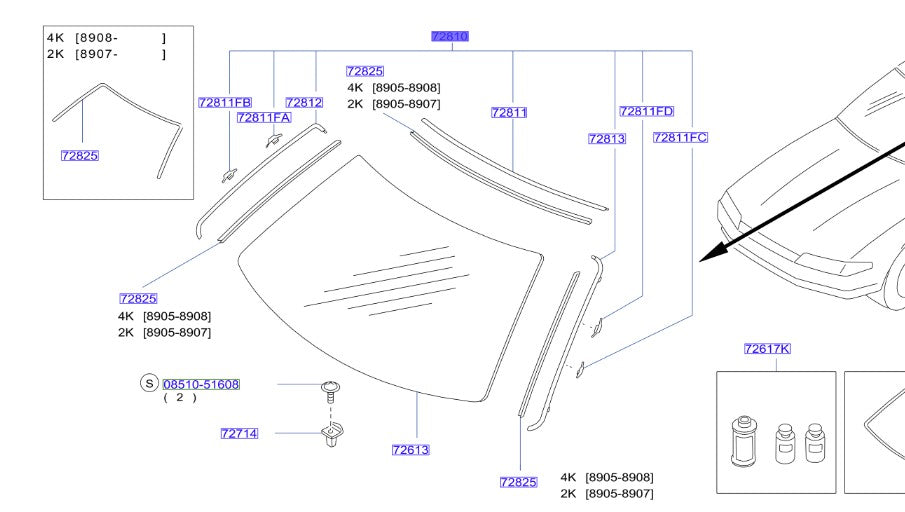 R32 Front Windshield Molding Kit