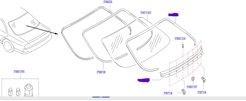 R33 Rear Windshield Moulding Kit