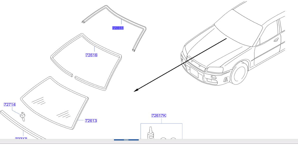 R34 Front Windshield Moulding