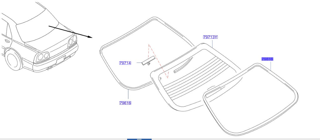 R34 Rear Windshield Moulding