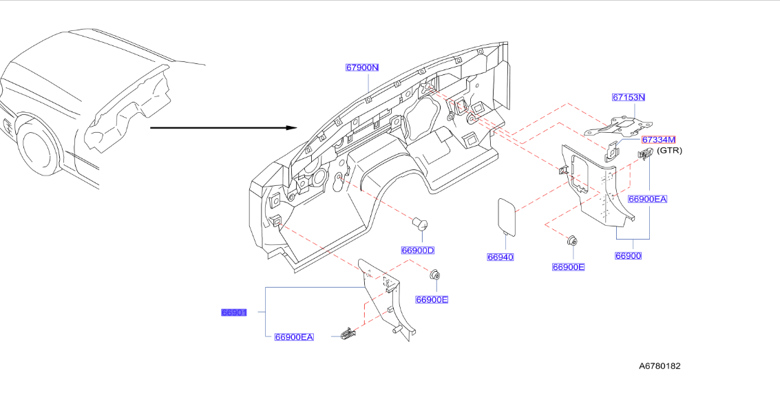 R34 LH Side Kick Panel Finisher