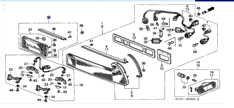 NSX OEM Rear Center Taillamp Garnish