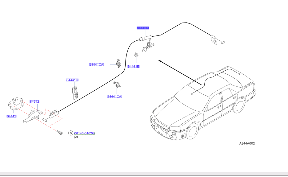 R34 2-Door Trunk/Fuel Filler Lid Cable