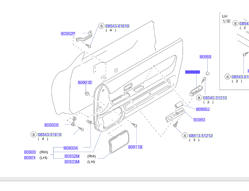 R32/S15 Door Panel Handle Pull Kit