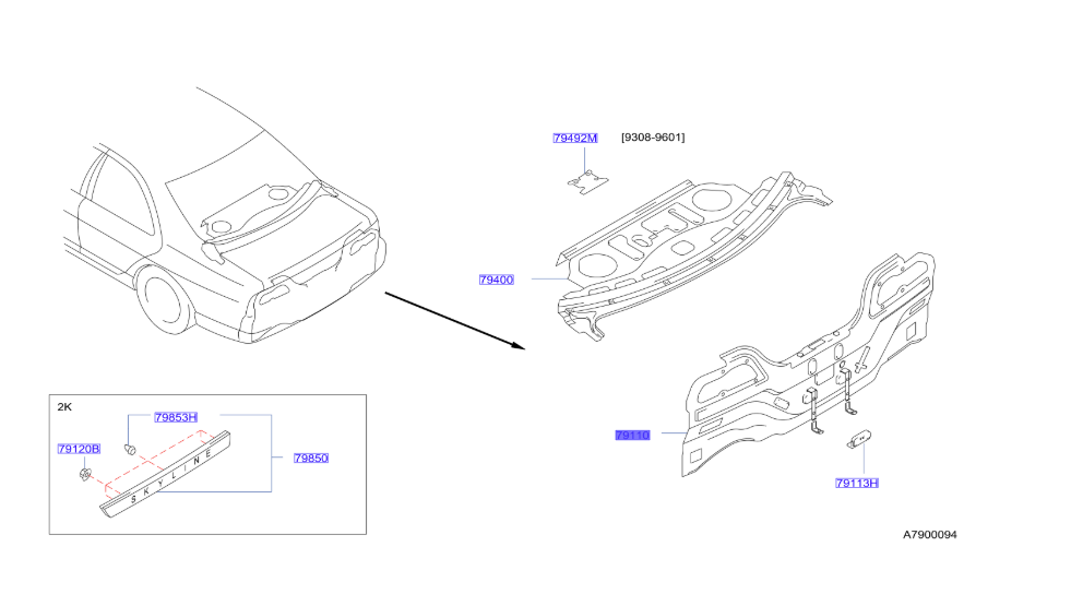 R33 Coupe Rear Structure Panel